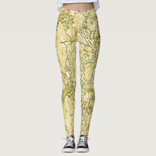 Leggings Alphonse Mucha Pivoines Motif Floral Art Nouveau