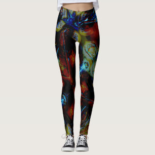 Leggings amandes Abstraites sous vitre foncé déformé