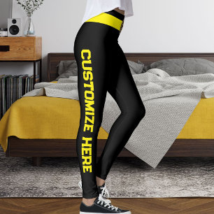Leggings Amateur de chat personnalisé noir jaune sur mesure