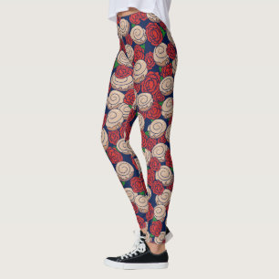 Leggings Amateurs de rouleaux de cannelle Rose Floral Humou