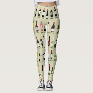 Leggings Amateurs de vin Bouteilles avec les noms Patternes