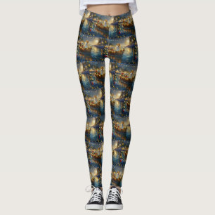 Leggings American Akita Christmas Festive Voyage