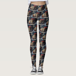 Leggings American Akita Snowy Sleigh Ride Décor de Noël