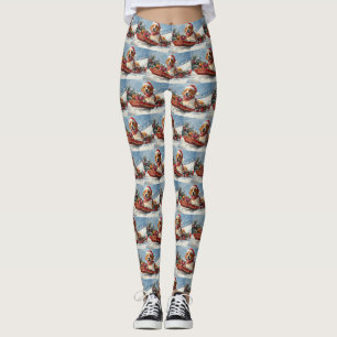 Leggings American English Foxhound dans Sledge Christmas