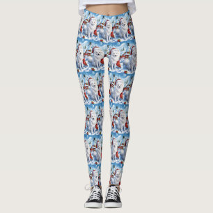 Leggings American Eskimo Dog Winter Wonderland Noël