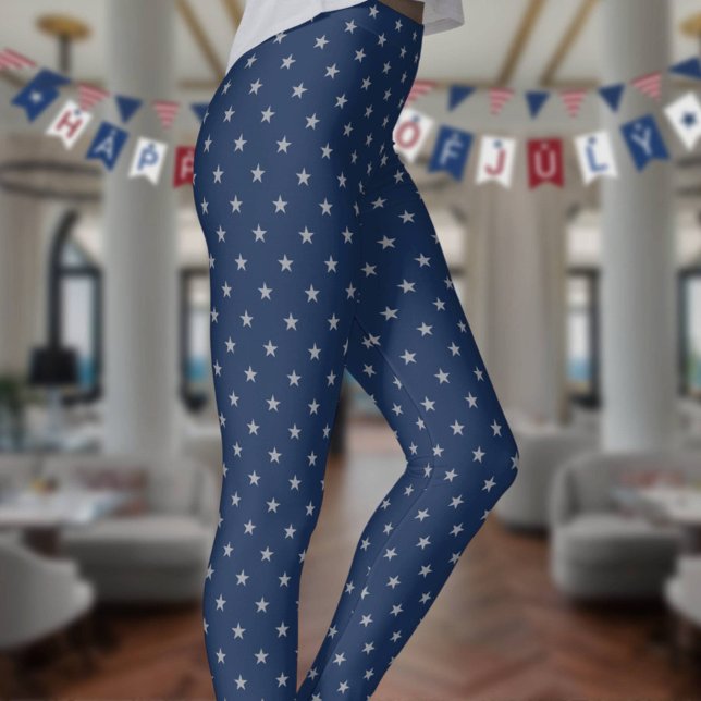Leggings Americana Star Spangled Silver Stars On Navy 2 (Créateur téléchargé)