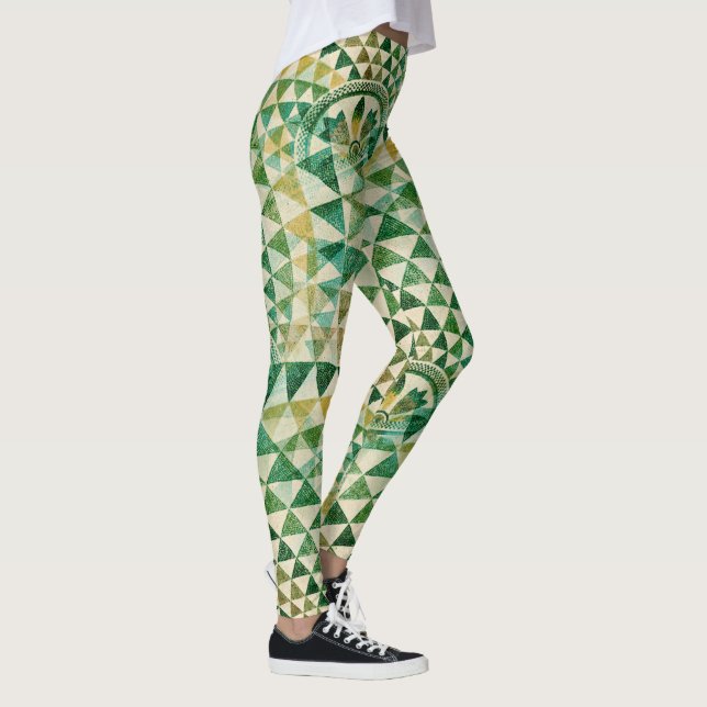 Leggings Amérindien motif tribal transparent vert (Droite)