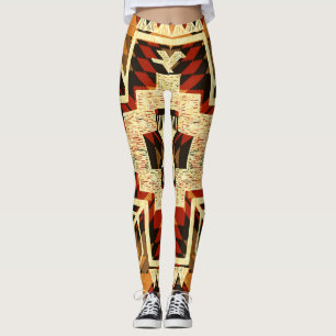 Leggings Amérindien, Vintage Tirée À La Main Abstraite.