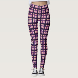 Leggings Améthyste Peach rose violet Lilac Striac Plaid