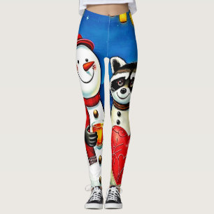 Leggings Amis de l'hiver : Conception de joie Bonhomme de n