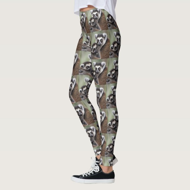 Leggings **"Amour de la mère : Mummy and Baby Lemur Cuddlin (Gauche)