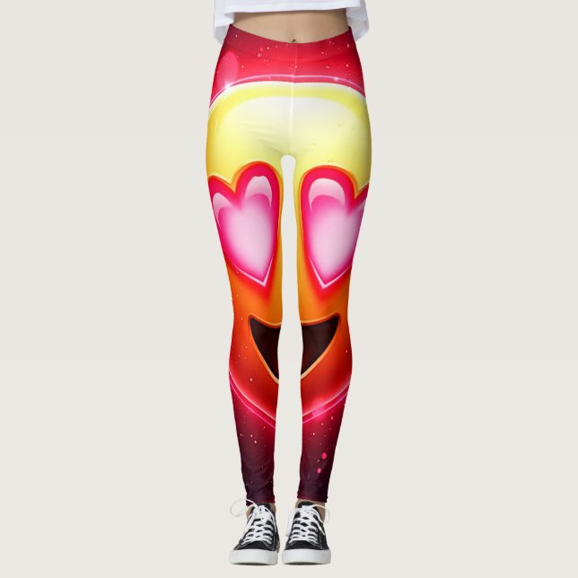 Leggings Amour Frappé Coeurs Emoji (Devant)