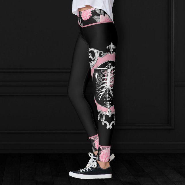 Leggings Amour gothique | Squelette rose et noir Coeur flor (Créateur téléchargé)