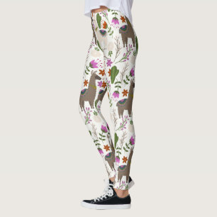 Leggings Amoureux des animaux à motifs floraux d'Alpaca Cac