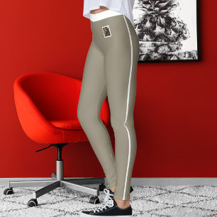 Leggings Amoureux des animaux à rayure blanche Taupe Person