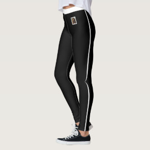 Leggings Amoureux des animaux rayure blanche sport noir per