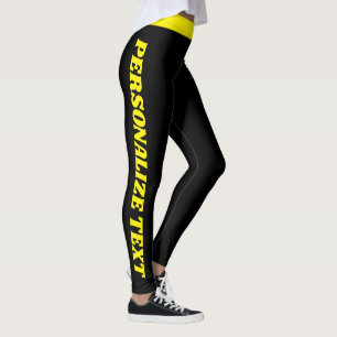 Leggings Amoureux des chats Maman d'animal Jaune Noir Motif