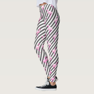 Leggings Amoureux des flamants rose rayures diagonales