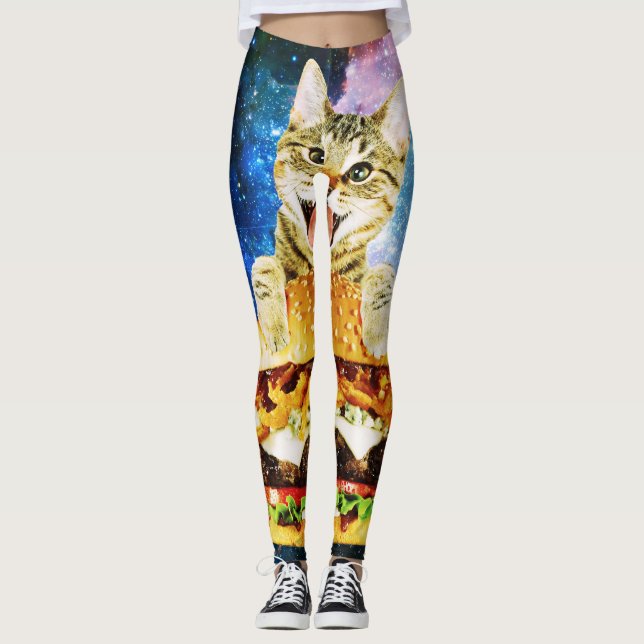 Leggings Amusant espace pour chat burger (Devant)