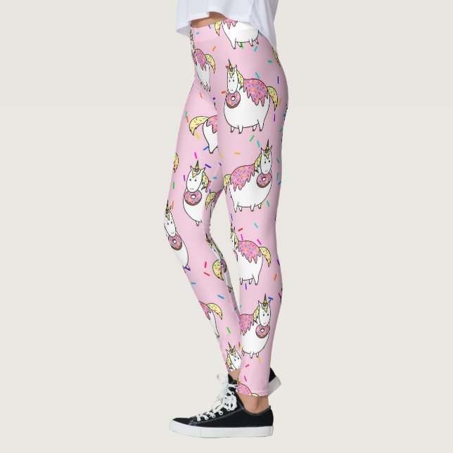 Leggings Amusant gras Unicorne mangeant saupoudrer Doughnut (Gauche)