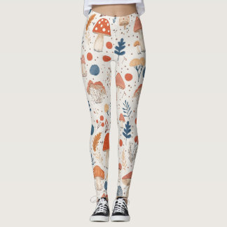 Leggings Amusant Orange Champignons d'automne Fairy Garden
