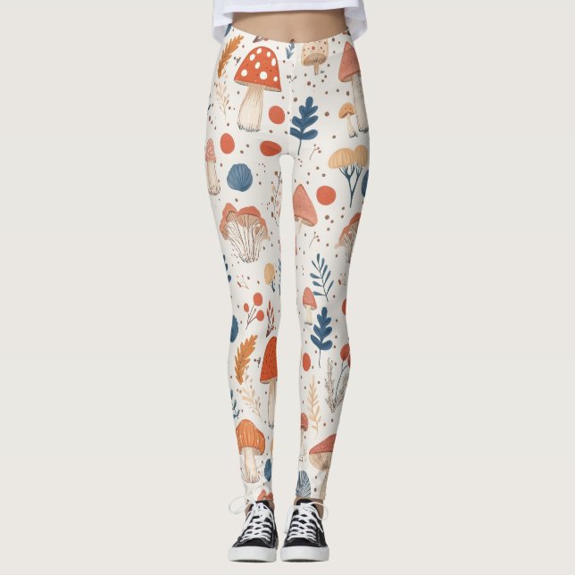 Leggings Amusant Orange Champignons d'automne Fairy Garden  (Devant)