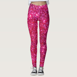 Leggings Amusement à la mode de mode rose scintillante