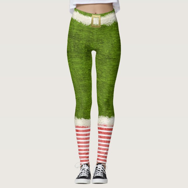 Leggings Amusement chic de vacances de vert de costume (Devant)