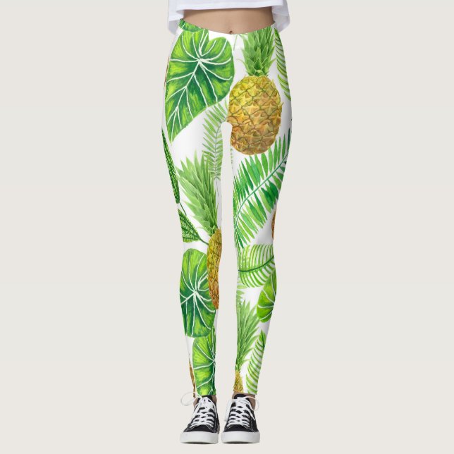 Leggings Ananas et feuilles tropicaux (Devant)