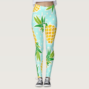 Leggings Ananas Exotiques : Polka Bleu-Dot Amusant.