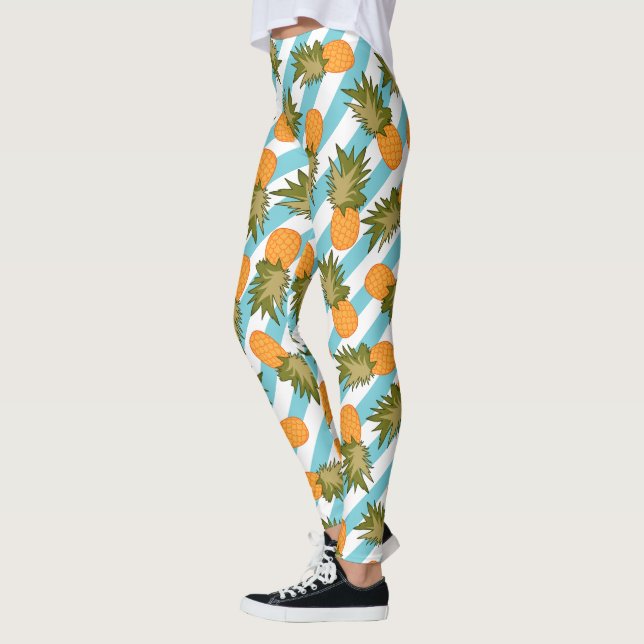 Leggings Ananas Tropical d'été et rayures (Gauche)