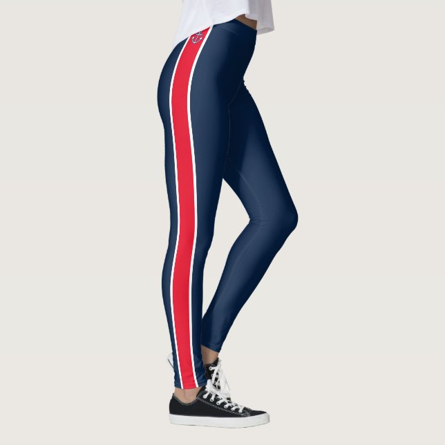 Leggings Ancre rouge Bleu blanc rouge Nautique Bleu Le (Droite)