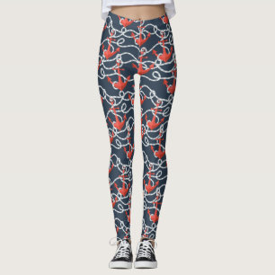 Leggings Ancres et motif nautiques de corde