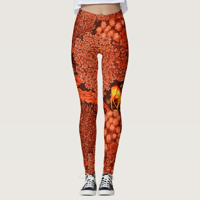 Leggings ANIMAUX FORESTIERS, DEERS PAR UN BROOK Red Yellow  (Devant)