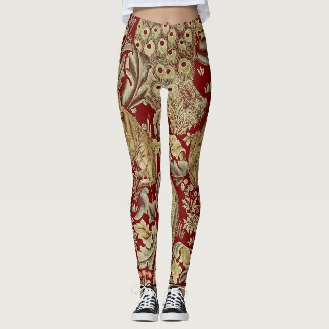LEGGINGS ANIMAUX FORESTIERS, FOX, PEACOCK, LIT EN FLORAL RO (Devant)