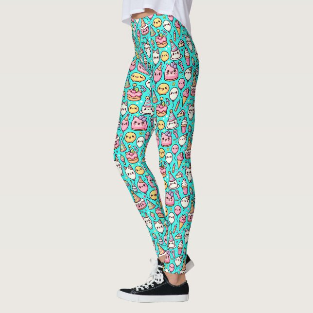 Leggings Anniversaire Motif Kawaii (Gauche)