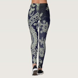 LEGGINGS ANTIQUE LACE MOTIF LÉGGINGS BLEU ET GRIS