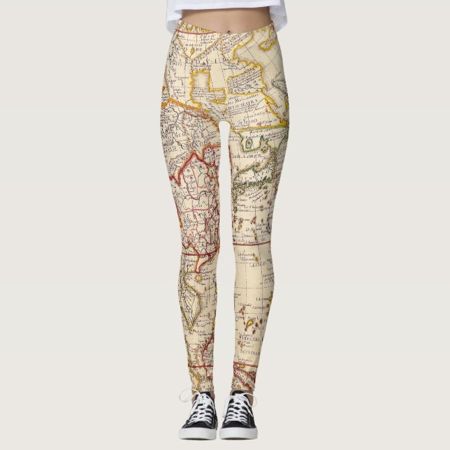 Leggings Antique vieille carte inspirée (6) (Devant)