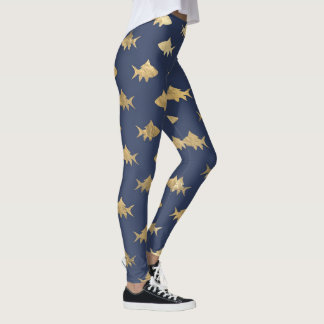 Leggings Aqua Blue Goldfish Mermaid Design Parties scintill