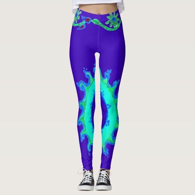 Leggings Aqua décontracté corail turquoise design turquoise (Devant)