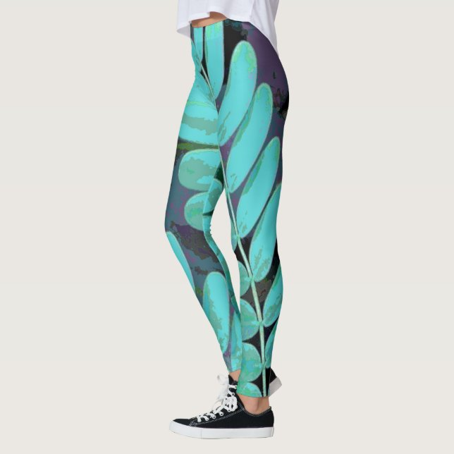 Leggings Aqua Feuilles (Gauche)