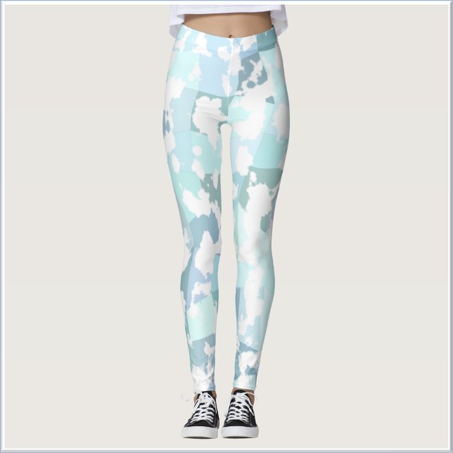 Leggings Aqua gris et blanc moderne (Créateur téléchargé)