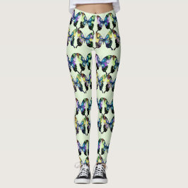 Leggings Aqua, Rose et Jaune - Élégants papillons