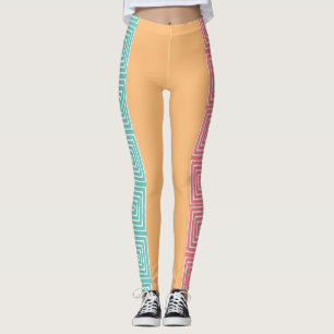 Leggings Aqua Yellow Rose et Maze Blanc Vêtements africains