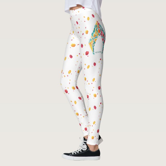 Leggings Aquaman | Logo Aquaman & Mera sur le thème du coqu (Gauche)