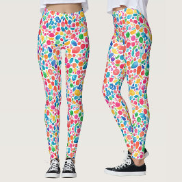 Leggings Aquarelle Abstraite colorée Rainbow Polka Dot