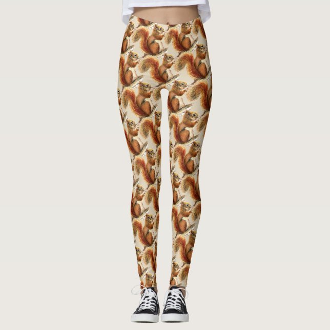 Leggings Aquarelle amusante nouveauté Écureuil mignon Art a (Devant)