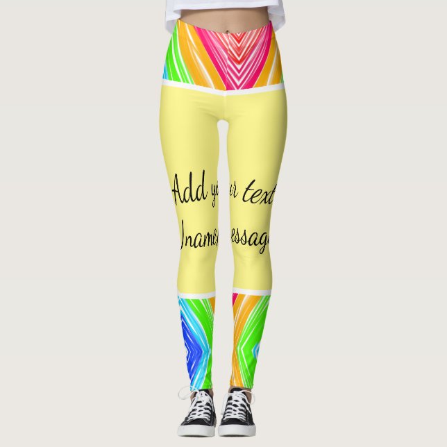 Leggings Aquarelle arc-en-ciel ajouter un nom texte personn (Devant)