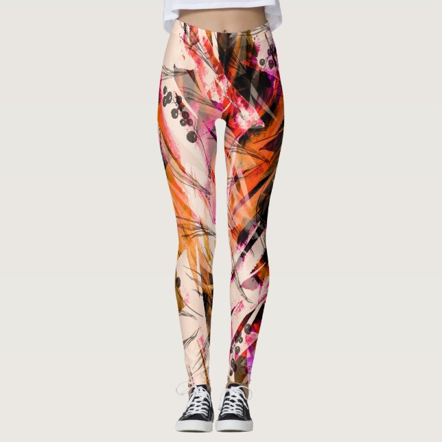 Leggings Aquarelle, arrière - plan abstrait vintage. (Devant)