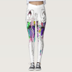 Leggings Aquarelle Ballerinas : Bright Dance Illustration